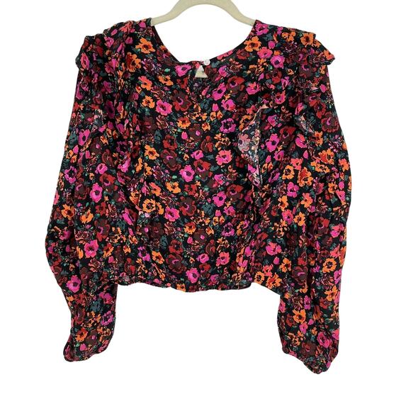 Wild Fable Red Floral Blouse Size XS Long Sleeve NWT - Picture 3 of 8